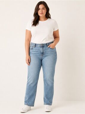 Classic High-Rise Straight Jeans in Light Blue